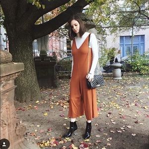 Zara Burnt Orange Ribbed Jumpsuit